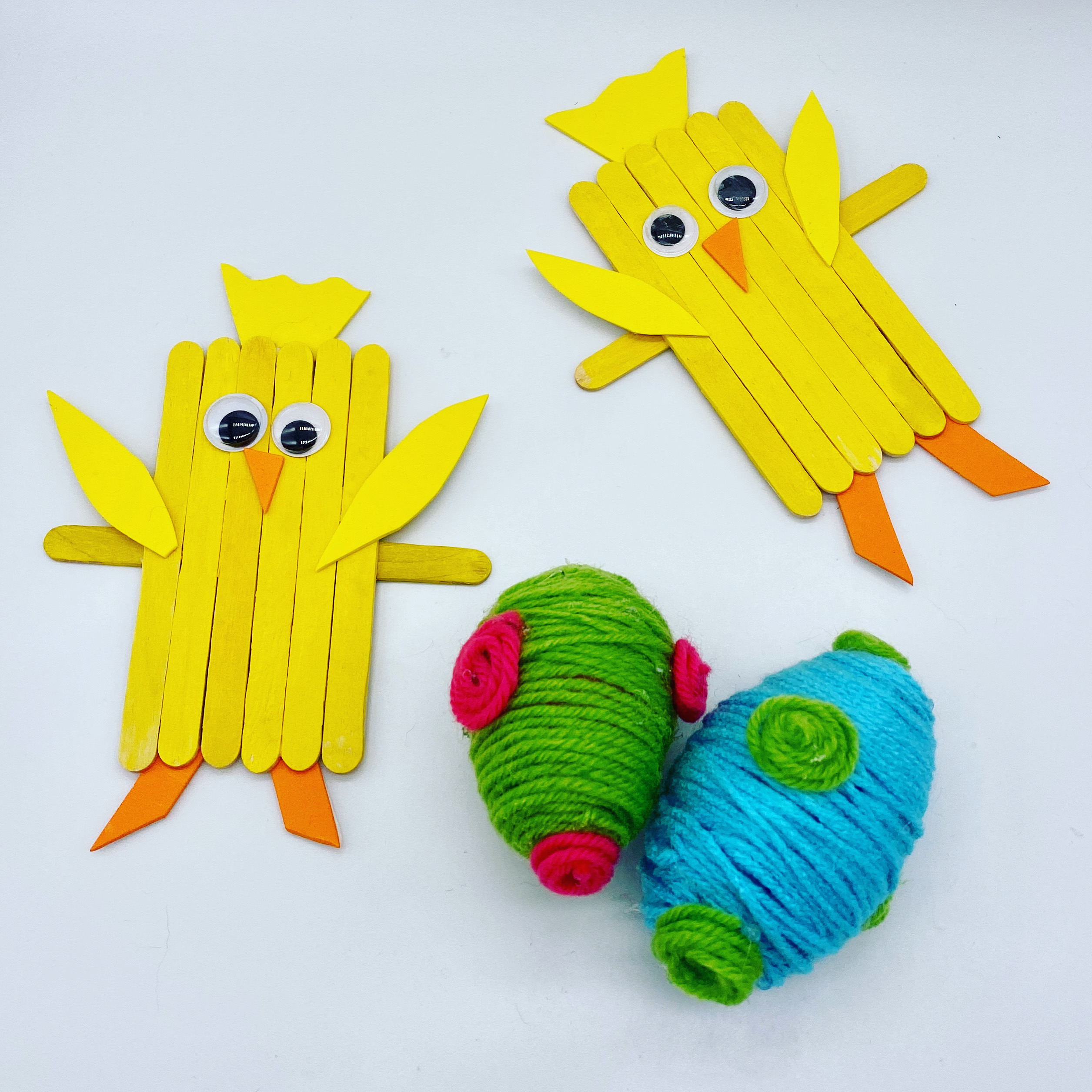 Popsicle Stick Chicks and Yarn Wrapped Eggs The Frosted Flamingo